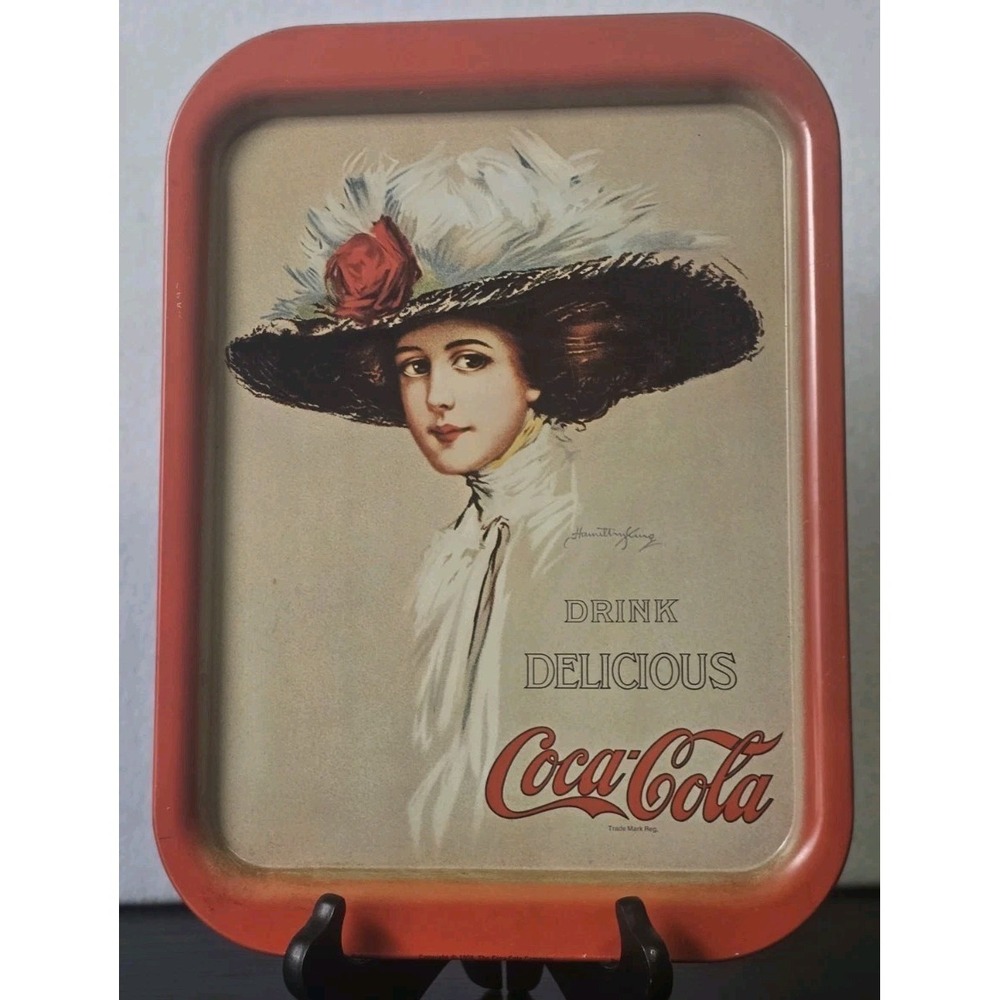 1971 Vintage Coca Cola Metal Serving Tray With 1909 Hamilton King Coca Cola Girl